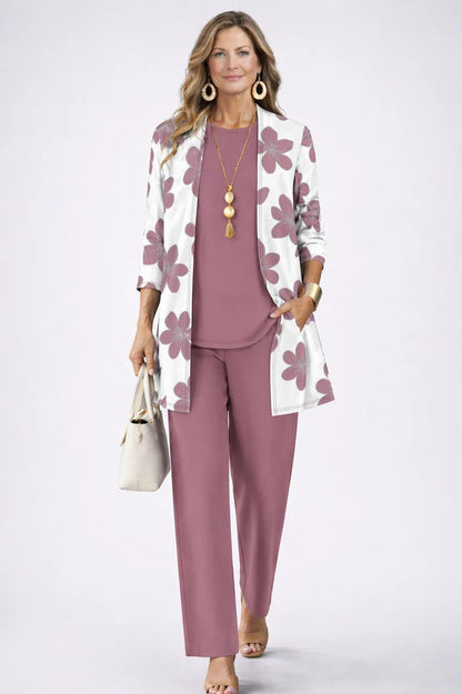 Jillian – Relaxed Leaf Print Three-Piece Set