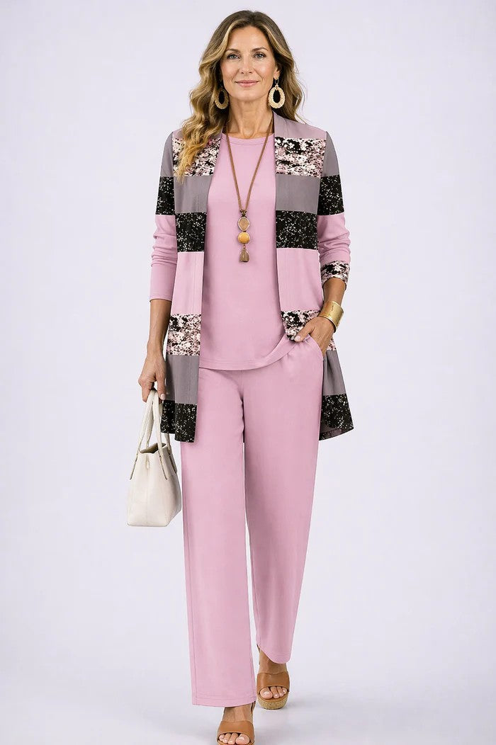 Jillian – Relaxed Leaf Print Three-Piece Set