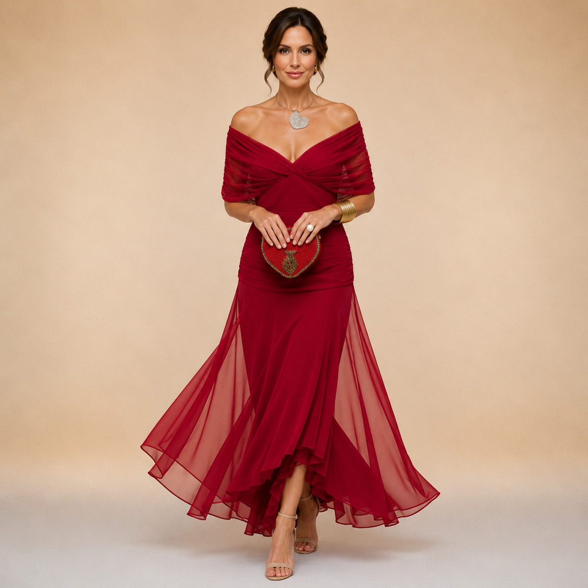Tammy – Off-Shoulder Chiffon Maxi Dress