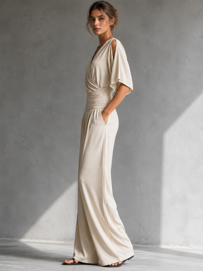 Evangeline – Wide Leg Wrap Jumpsuit