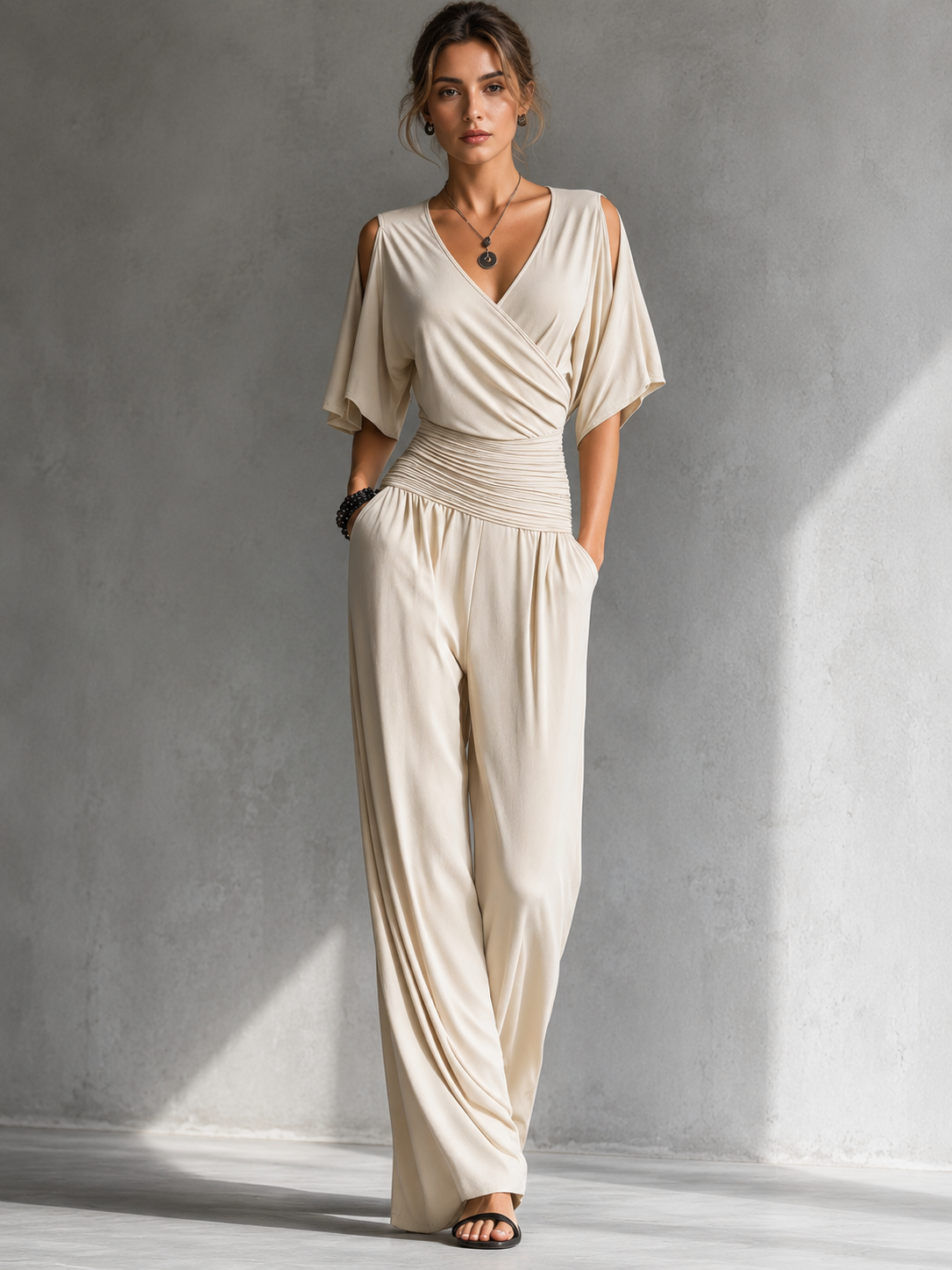 Evangeline – Wide Leg Wrap Jumpsuit
