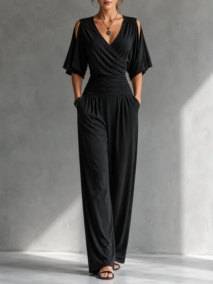 Lee – Wide-Leg Wrap-Front Jumpsuit