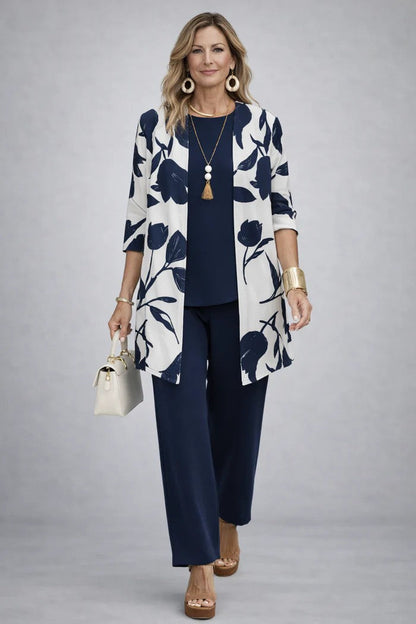 Jillian – Relaxed Leaf Print Three-Piece Set