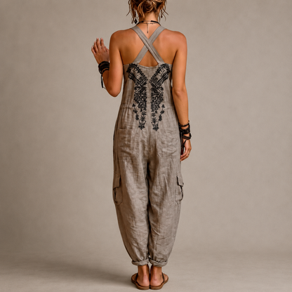 Wren – Bohemian Embroidered Harem Jumpsuit