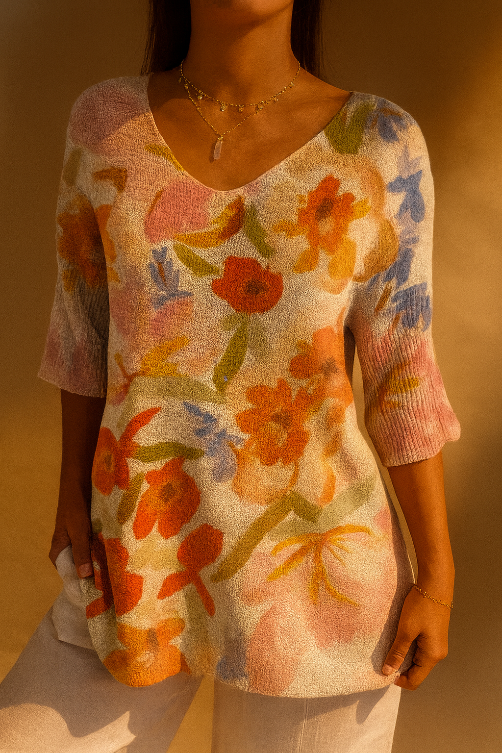 Karina | Vintage Art Floral Casual Pullover Knit
