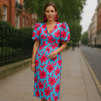 Dior | Pleated Sleeve Colourful Dress