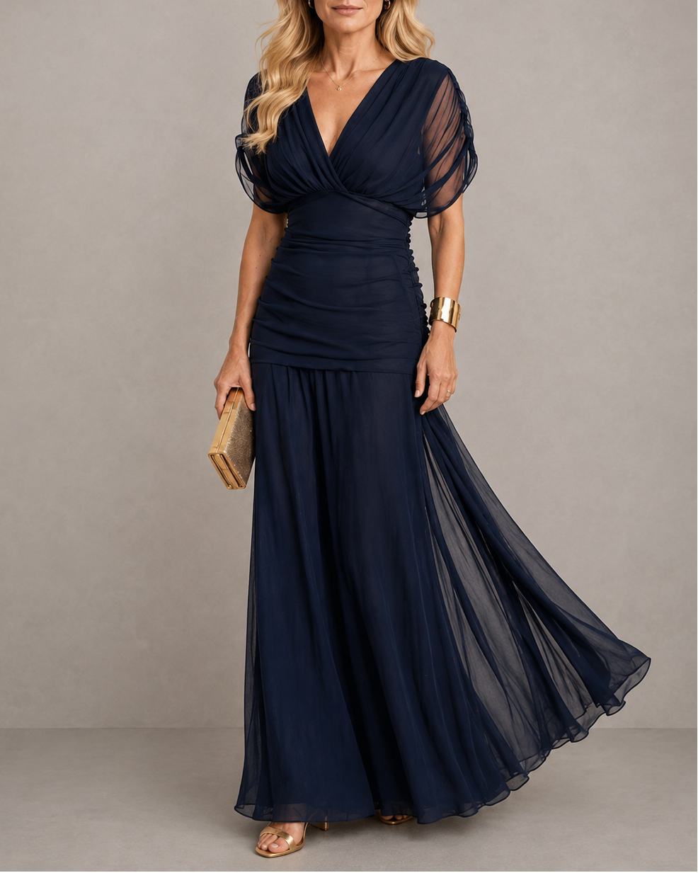 Katrina – Ruched Chiffon-Look Formal Gown