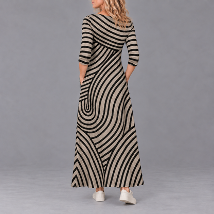 Marion – Vintage Wave-Stripe Maxi Dress