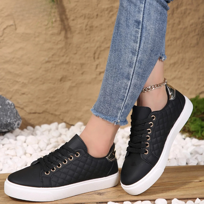 Sue – Quilted Lace-Up Flatform Sneakers