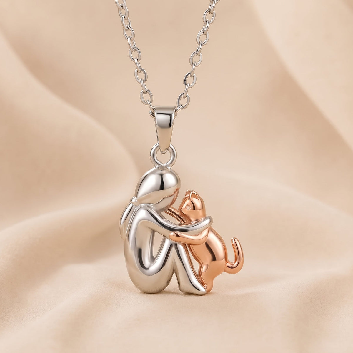Paula – Person and Dog Embrace Pendant Necklace
