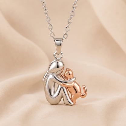 Paula – Person and Dog Embrace Pendant Necklace