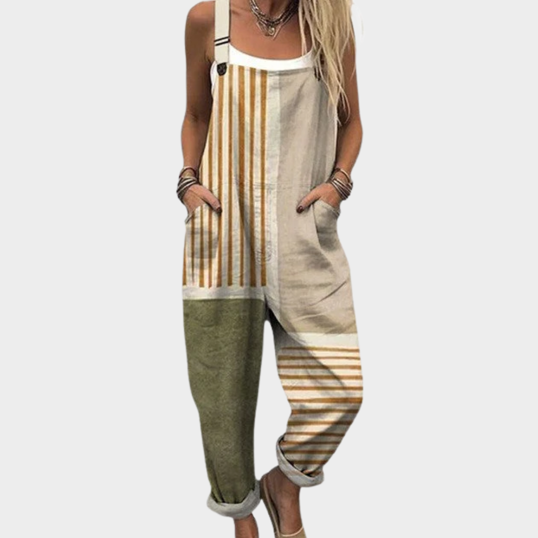 Stella | Beige & Green Overalls