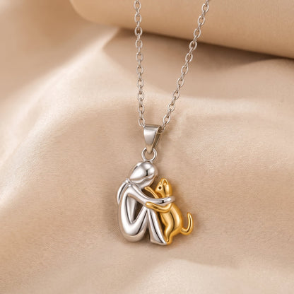 Paula – Person and Dog Embrace Pendant Necklace