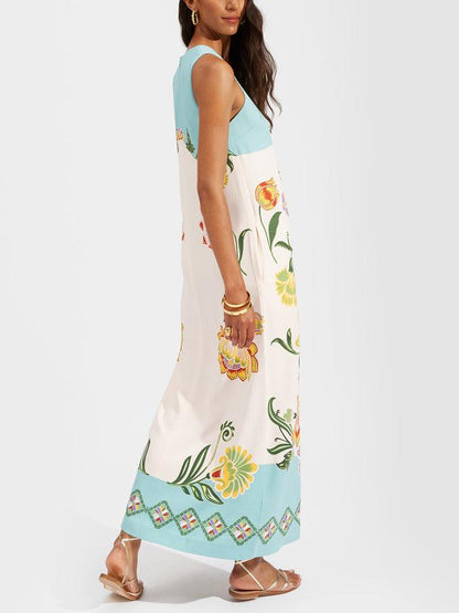 Ginger | Resort Sunshine Floral Print Sleeveless Midi Dress