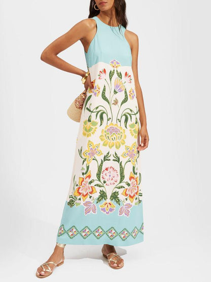 Ginger | Resort Sunshine Floral Print Sleeveless Midi Dress