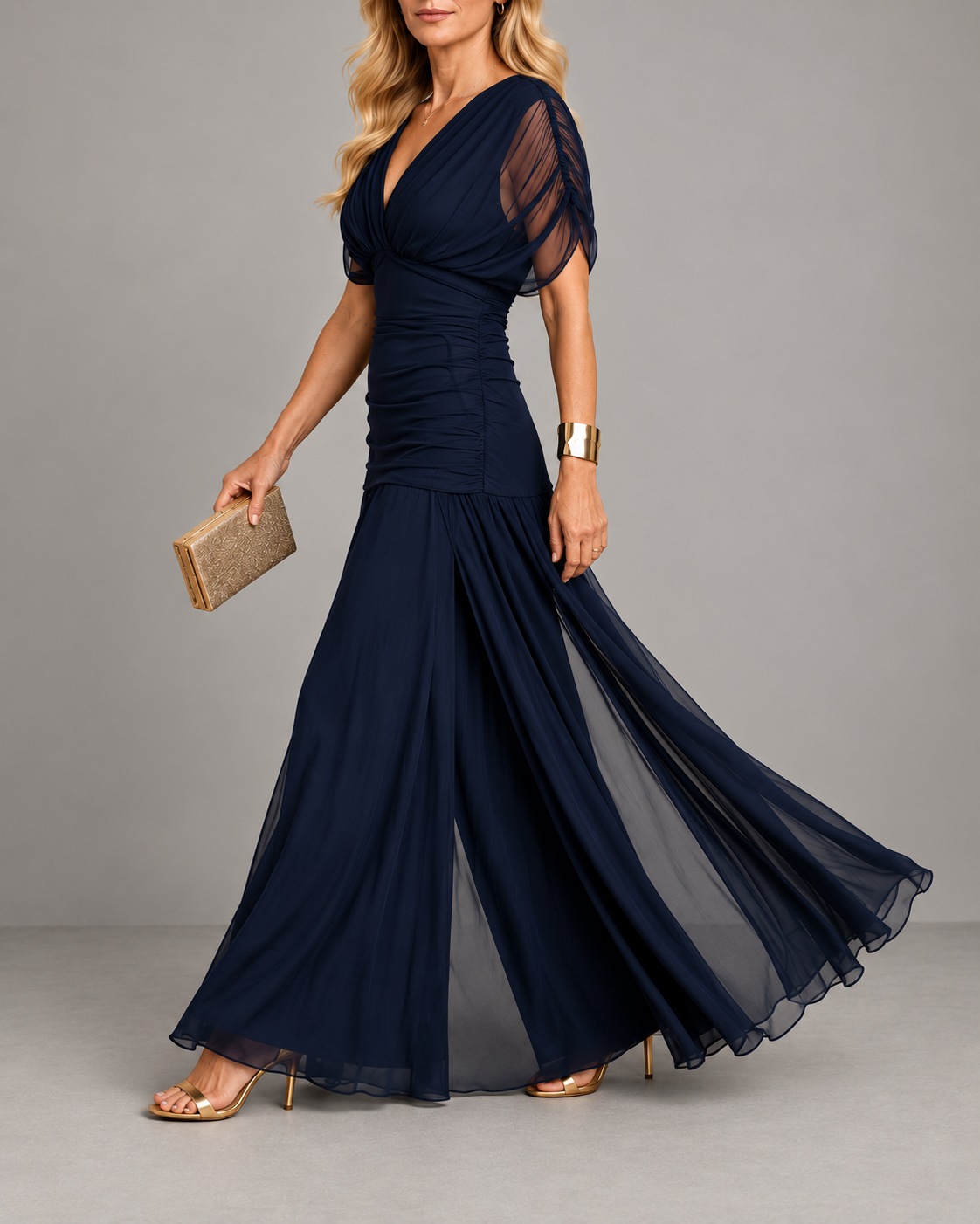Katrina – Ruched Chiffon-Look Formal Gown