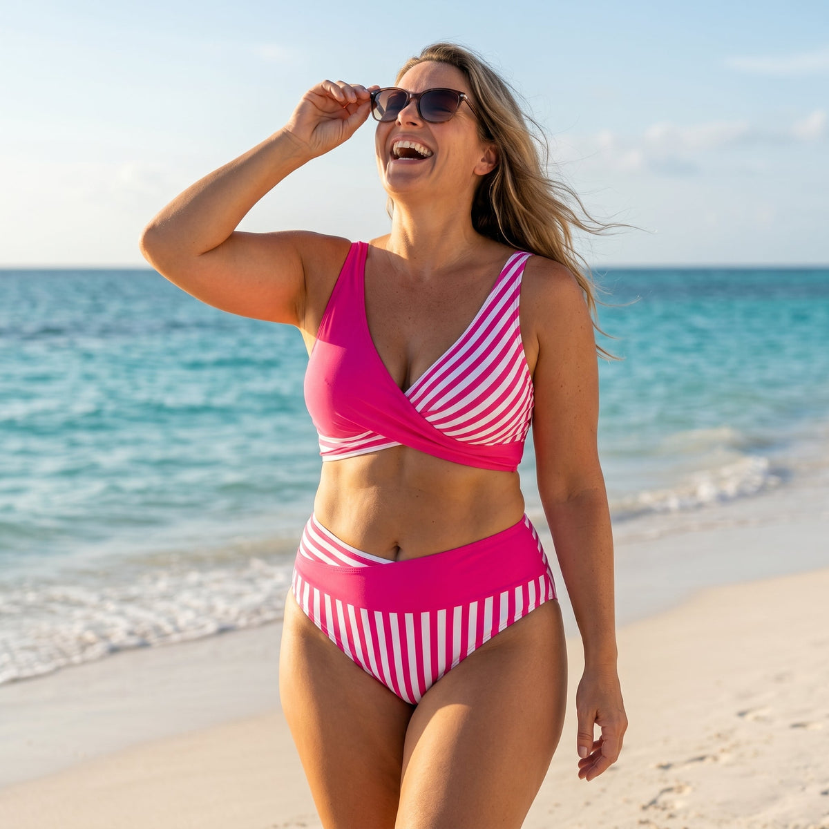 Bernadette – Striped Wrap Bikini Set