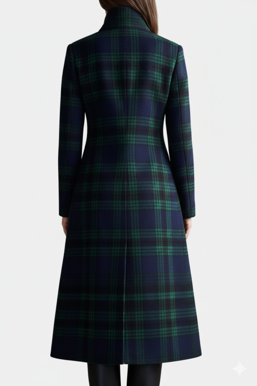 Reba – Tailored Plaid Long Coat