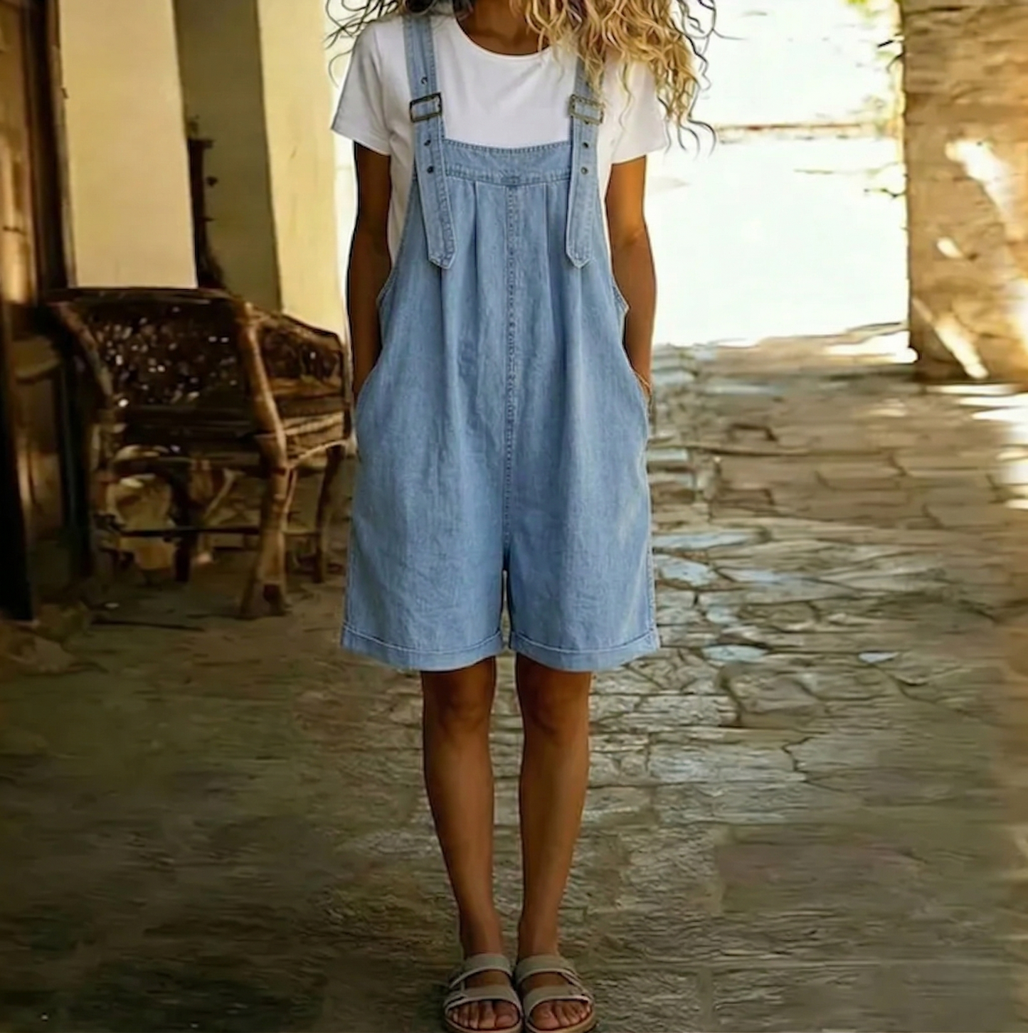 Isabella | Denim Short Overalls
