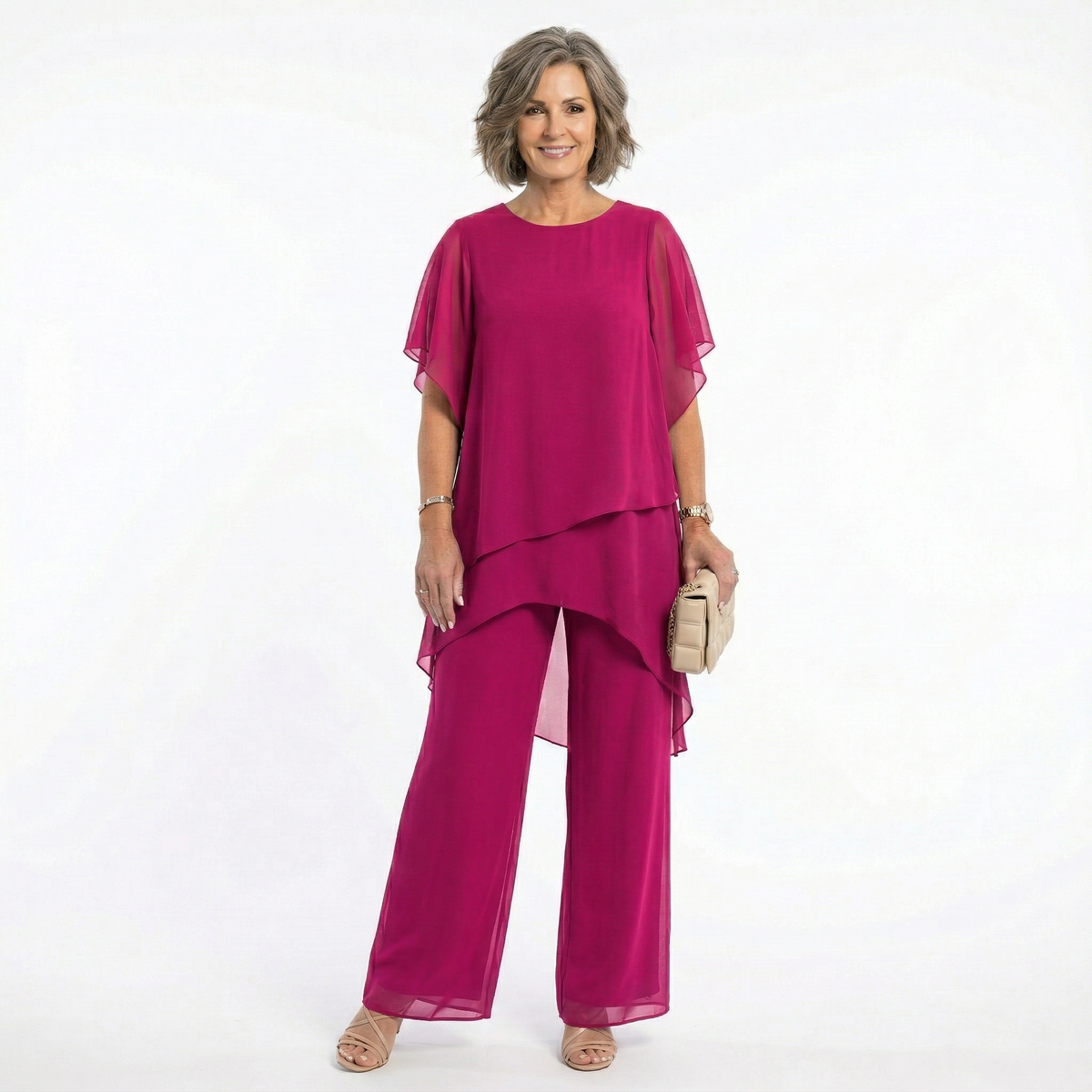 Heather – Tiered Tunic and Wide-Leg Pants Set