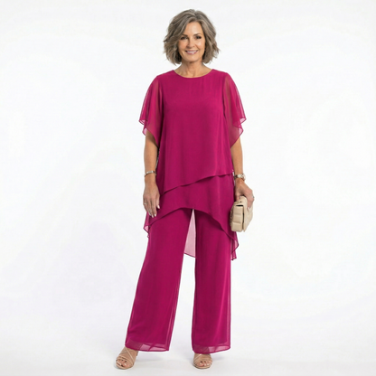 Heather – Tiered Tunic and Wide-Leg Pants Set