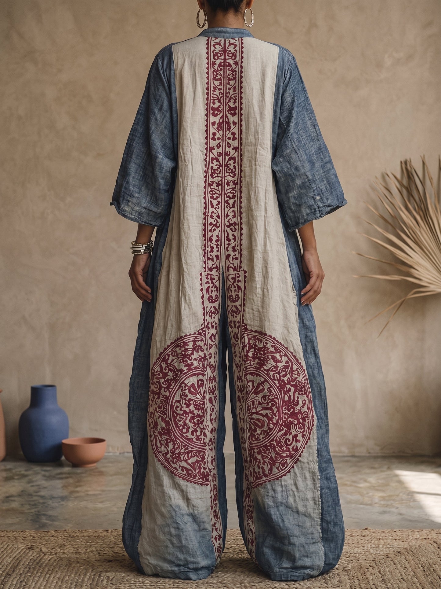 Angelique – Boho Printed Wide-Leg Kaftan Jumpsuit