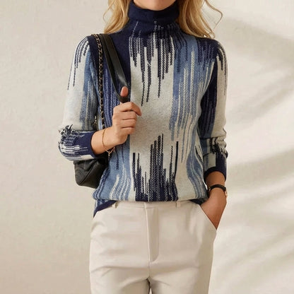 Cheryl – Abstract Print Turtleneck Jumper