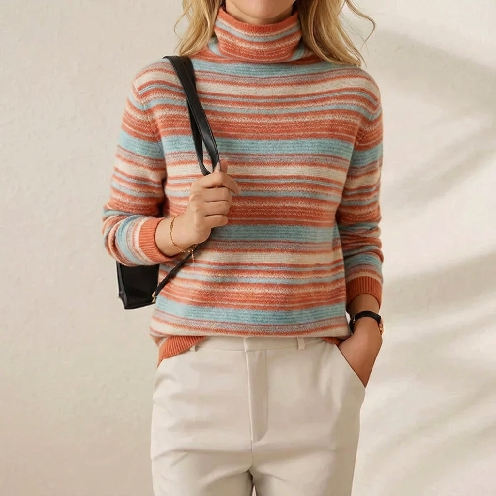 Marcella – Striped Turtleneck Knit Jumper