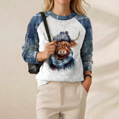 Juliette – Highland Cow Graphic Knit Jumper