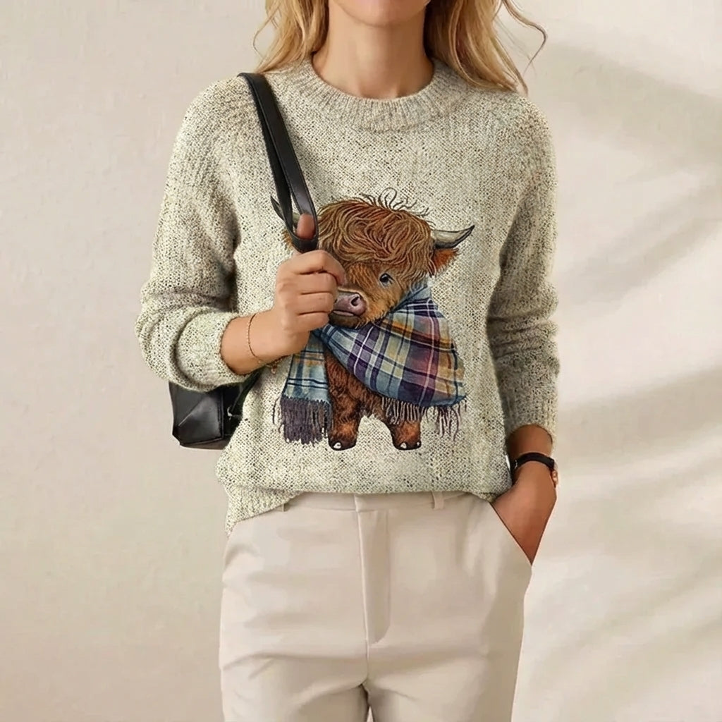 Heather – Highland Cow Graphic Knit Jumper