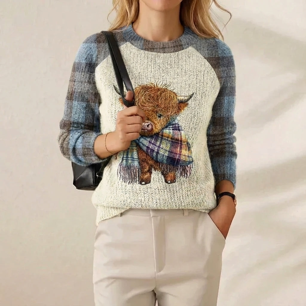 Tanya – Highland Cow Graphic Knit Jumper