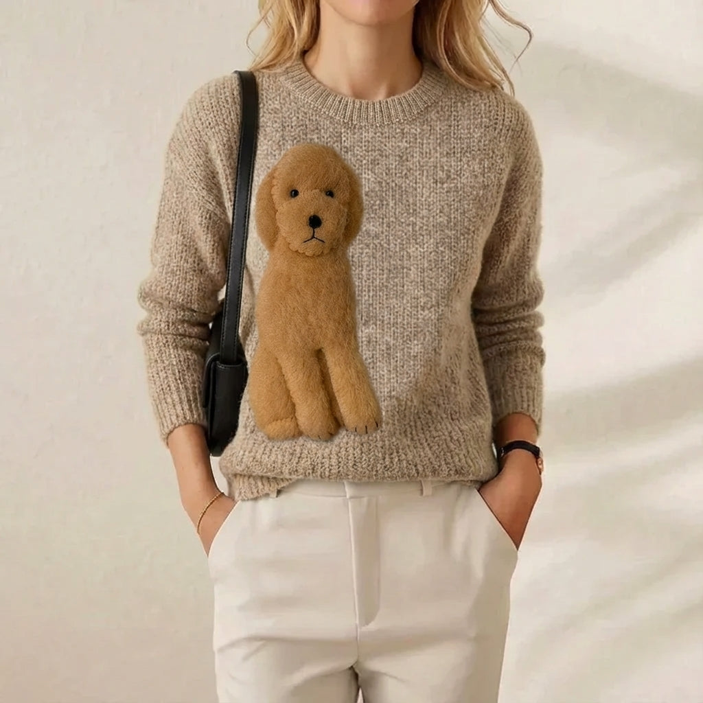 Julia – Knit Jumper with Puppy Appliqué