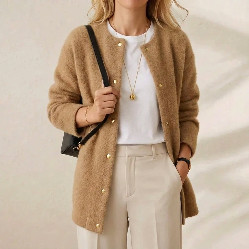 Ida – Gold Button Knit Cardigan