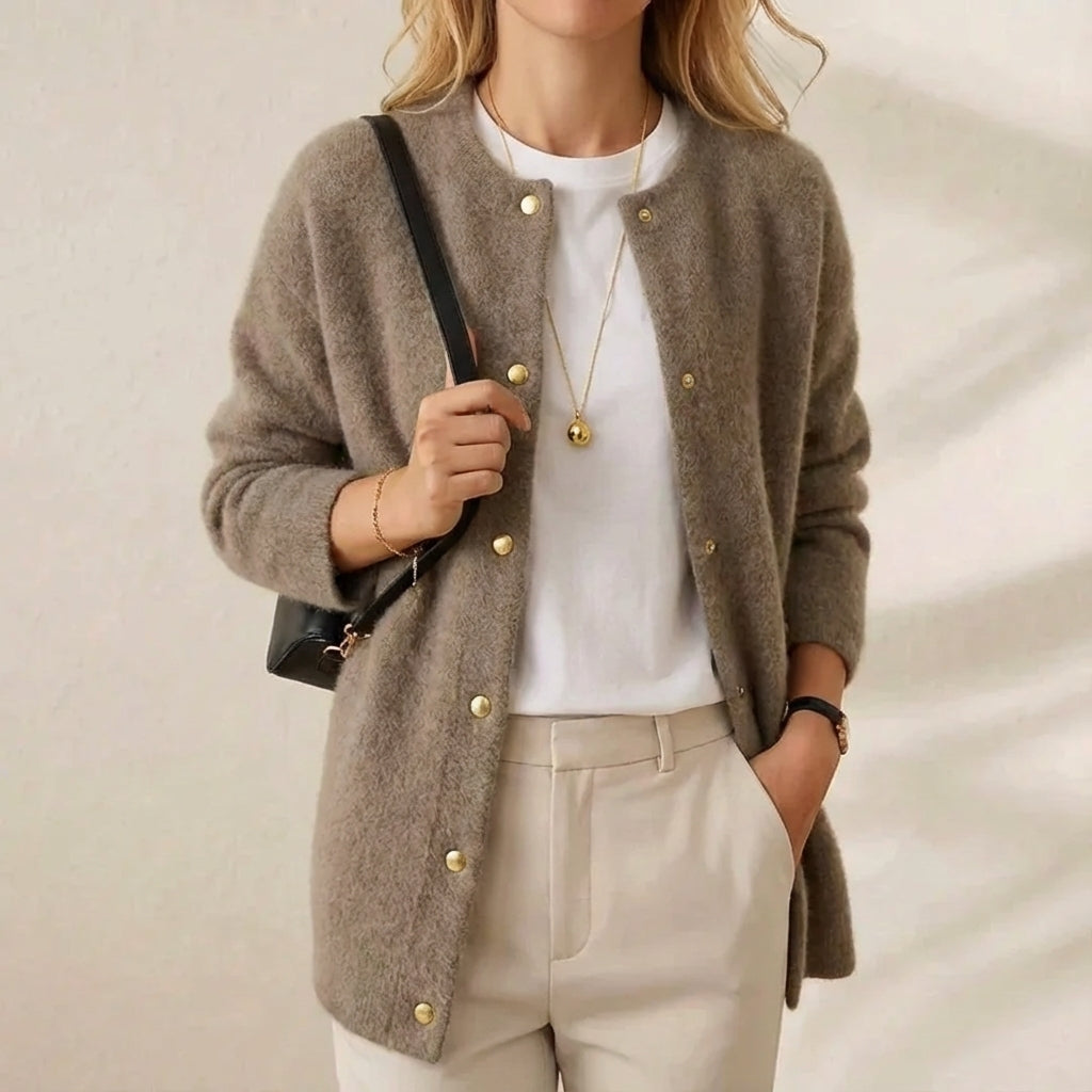 Ida – Gold Button Knit Cardigan
