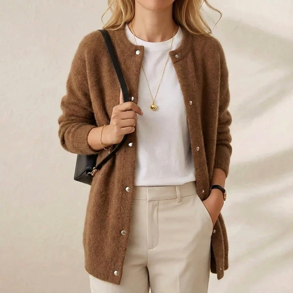 Ida – Gold Button Knit Cardigan