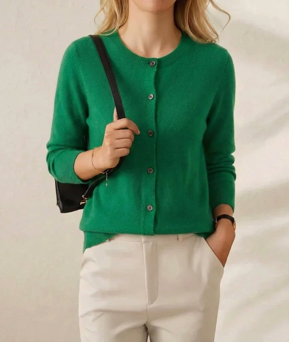 Cassandra – Crew Neck Button Knit Cardigan