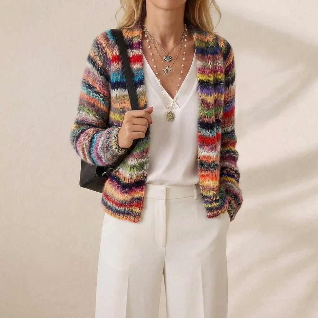 Willa – Striped Open-Front Knit Cardigan