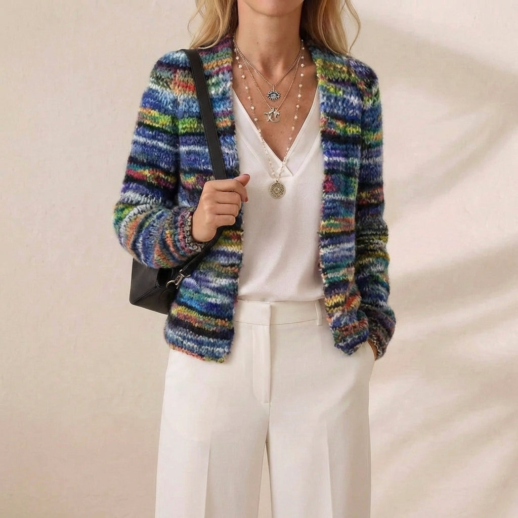 Willa – Striped Open-Front Knit Cardigan