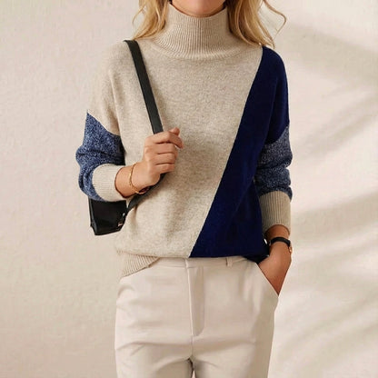 Leslie – Colour Block Turtleneck Knit Jumper