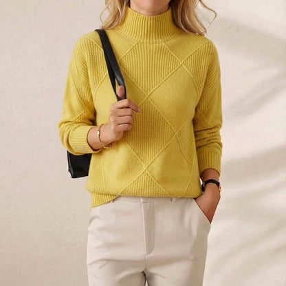 Janelle – Diamond Knit Mock Neck Jumper