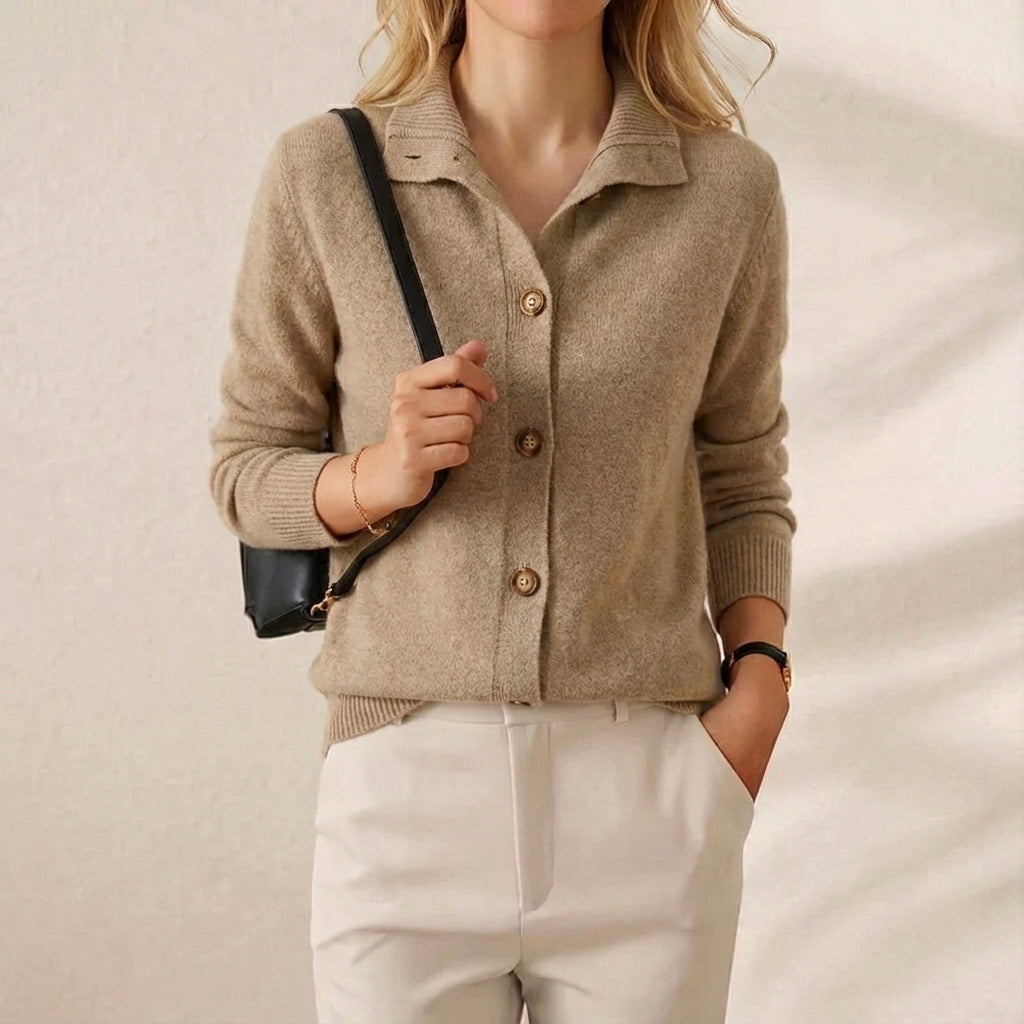 Donna – Button-Up Collared Knit Cardigan