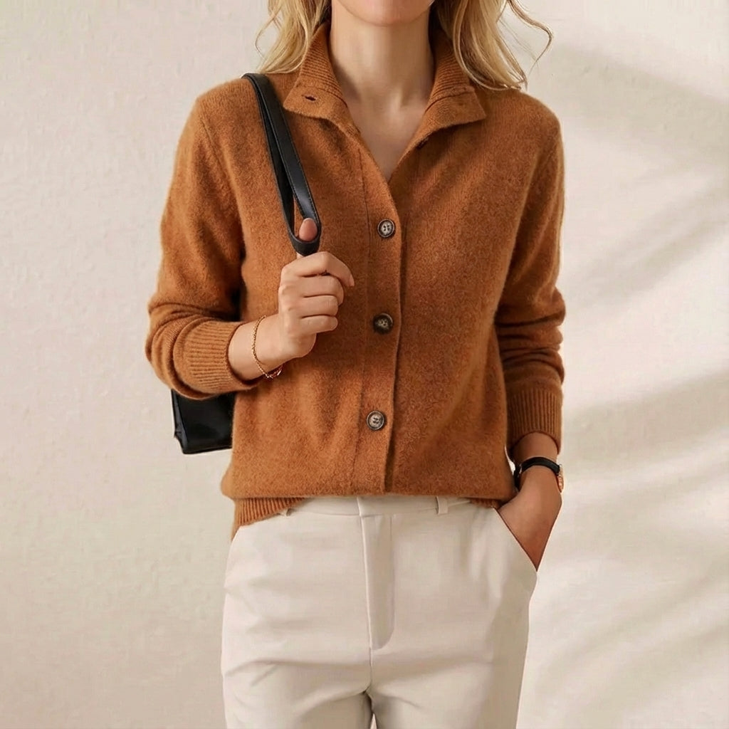 Donna – Button-Up Collared Knit Cardigan
