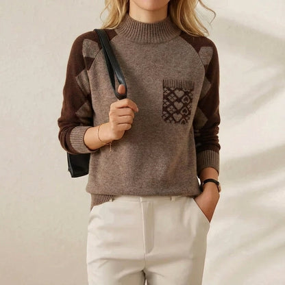 Natalia – Colour Block Knit Jumper with Pocket
