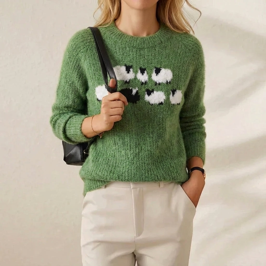 Carolyn – Knit Jumper with Sheep Motif