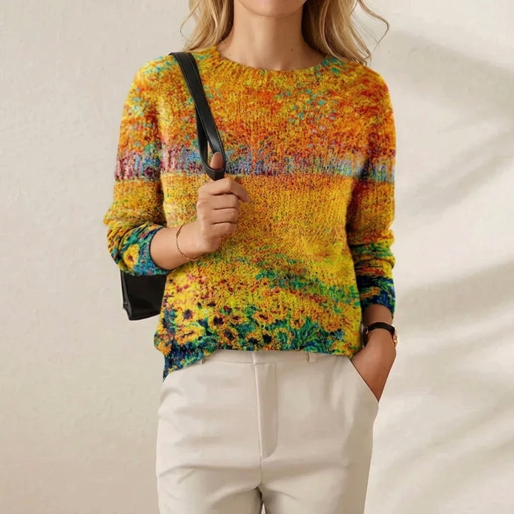 Valerie – Artistic Floral Print Knit Jumper