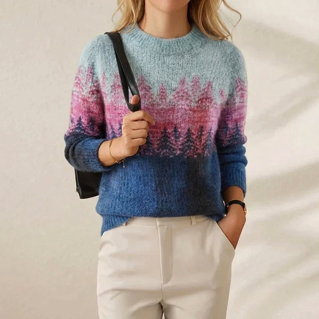 Kathleen – Forest Scene Gradient Knit Jumper