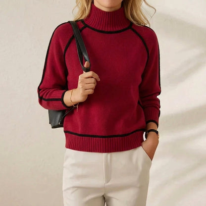 Rhonda – Turtleneck Knit Jumper with Contrast Trim