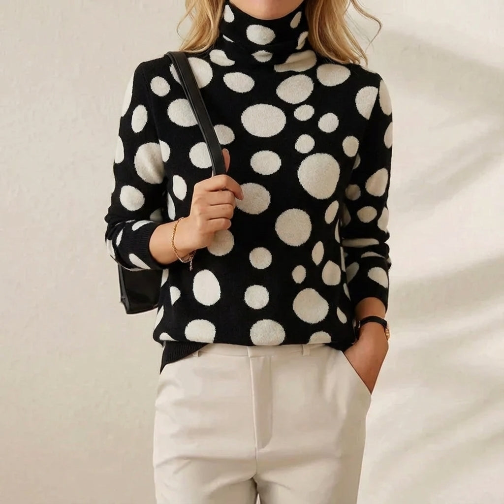 Sharlene – Polka Dot Turtleneck Knit Jumper