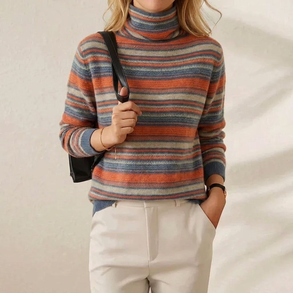 Marcella – Striped Turtleneck Knit Jumper