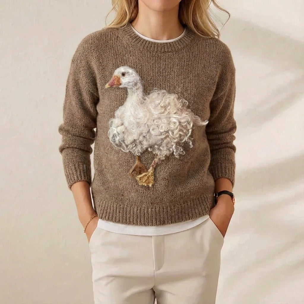 Nadine – Knit Jumper with Goose Motif